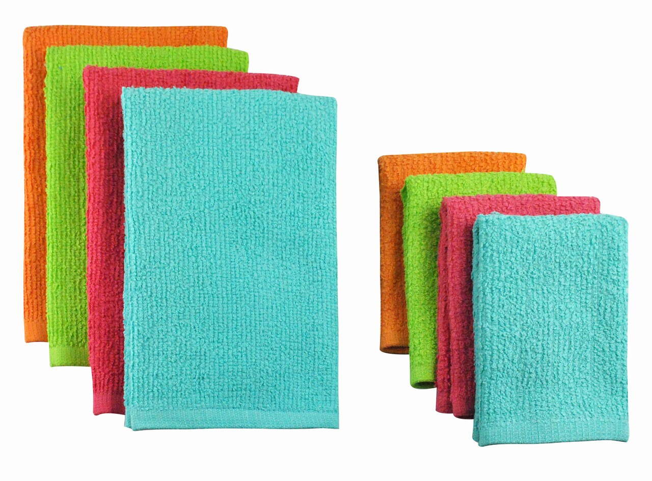 Contemporary Home Living Set of 8 Lime Green Solid Rectangular Dish Towels  and Dish Cloths 19